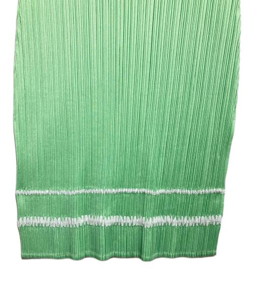 PLEATS PLEASE（プリーツプリーズ）PLEATS PLEASE (プリーツプリーズ) フリル装飾プリーツノースリーブワンピース グリーン サイズ:4の古着・服飾アイテム