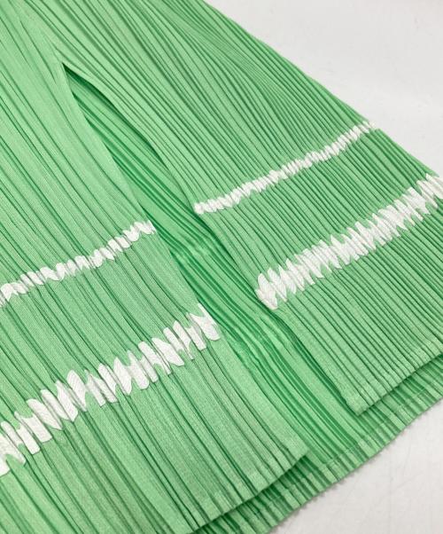 PLEATS PLEASE（プリーツプリーズ）PLEATS PLEASE (プリーツプリーズ) フリル装飾プリーツノースリーブワンピース グリーン サイズ:4の古着・服飾アイテム
