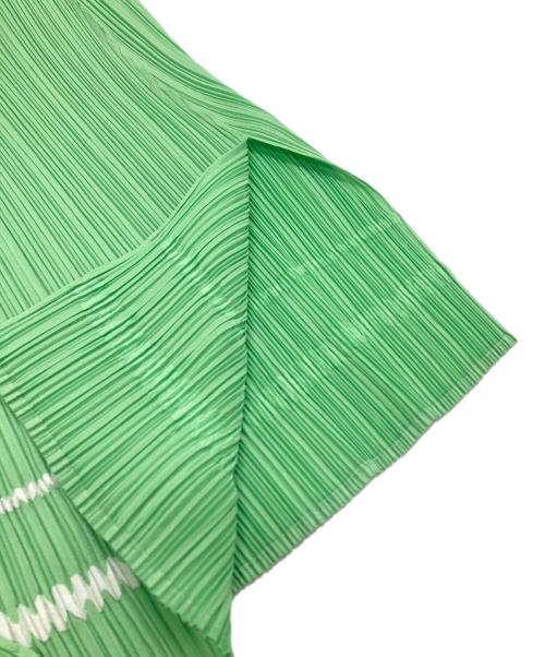 PLEATS PLEASE（プリーツプリーズ）PLEATS PLEASE (プリーツプリーズ) フリル装飾プリーツノースリーブワンピース グリーン サイズ:4の古着・服飾アイテム