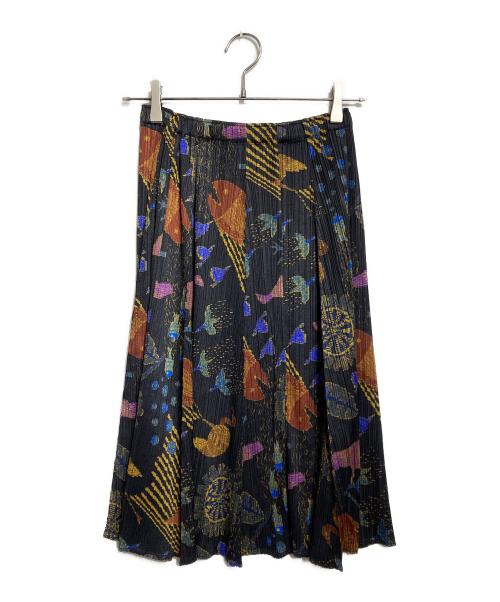 PLEATS PLEASE（プリーツプリーズ）PLEATS PLEASE (プリーツプリーズ) 総柄プリーツスカート/Pleated Skirt ブラック サイズ:3の古着・服飾アイテム