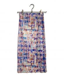 PLEATS PLEASE（プリーツプリーズ）の古着「モザイク柄プリーツスカート/Mosaic-patterned pleated skirt」｜パープル