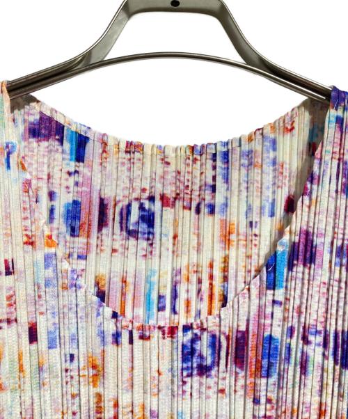 PLEATS PLEASE（プリーツプリーズ）PLEATS PLEASE (プリーツプリーズ) 転写ノースリーブプリーツカットソー/Sleeveless pleated top パープル サイズ:3の古着・服飾アイテム