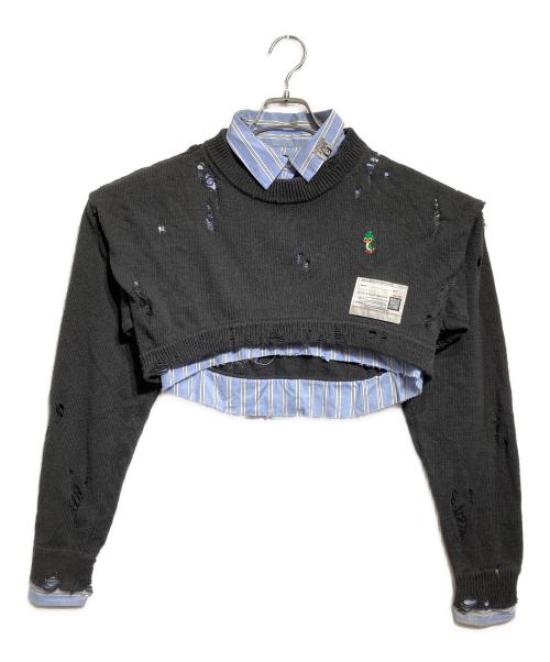 Maison MIHARA YASUHIRO（メゾン ミハラ ヤスヒロ）Maison MIHARA YASUHIRO (メゾン ミハラ ヤスヒロ) CROPPED LAYERED PULLOVER/クロップドレイヤードプルオーバー グレー サイズ:36の古着・服飾アイテム