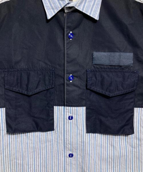 GANRYU（ガンリュウ）GANRYU (ガンリュウ) 生地切替ストライプ半袖シャツ/Short-sleeved shirt ネイビー サイズ:Mの古着・服飾アイテム