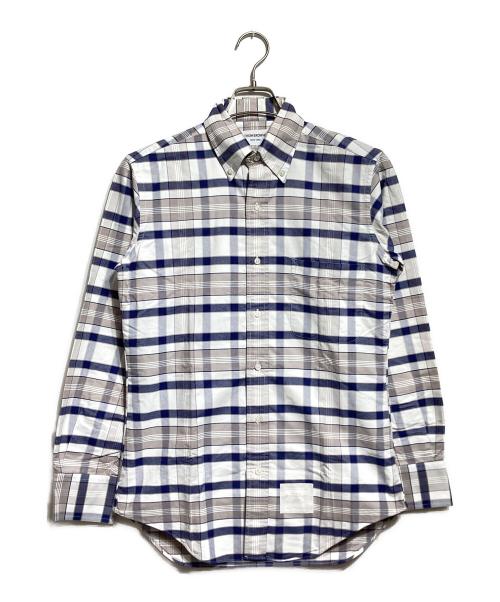 Thom Browne（トムブラウン）Thom Browne (トムブラウン) コットンチェックシャツ/Cotton Check Shirt グレー×ネイビー サイズ:1の古着・服飾アイテム