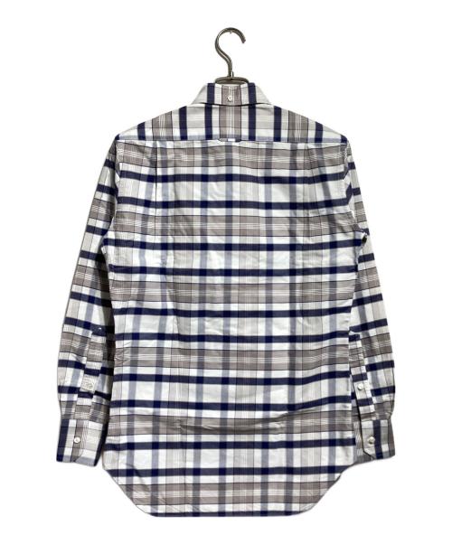 Thom Browne（トムブラウン）Thom Browne (トムブラウン) コットンチェックシャツ/Cotton Check Shirt グレー×ネイビー サイズ:1の古着・服飾アイテム