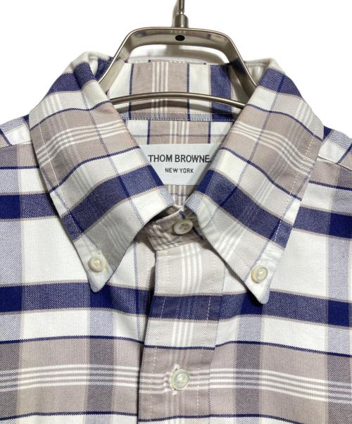 Thom Browne（トムブラウン）Thom Browne (トムブラウン) コットンチェックシャツ/Cotton Check Shirt グレー×ネイビー サイズ:1の古着・服飾アイテム