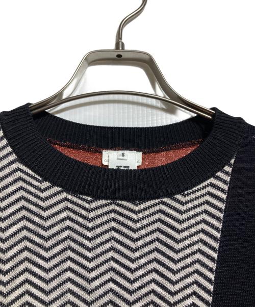 noir kei ninomiya（ノワール ケイ ニノミヤ）noir kei ninomiya (ノワール ケイ ニノミヤ) カラーブロックニット/Color-block knitwear ブラック×ベージュ サイズ:Sの古着・服飾アイテム