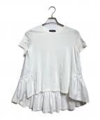 YOKO CHANヨーコチャン）の古着「バックヘムフリル切替 クルーネックカットソー/Crew-neck cut-and-sew top」｜ホワイト