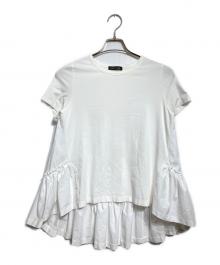 YOKO CHAN（ヨーコチャン）の古着「バックヘムフリル切替 クルーネックカットソー/Crew-neck cut-and-sew top」｜ホワイト
