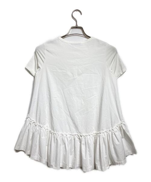 YOKO CHAN（ヨーコチャン）YOKO CHAN (ヨーコチャン) バックヘムフリル切替 クルーネックカットソー/Crew-neck cut-and-sew top ホワイト サイズ:40の古着・服飾アイテム