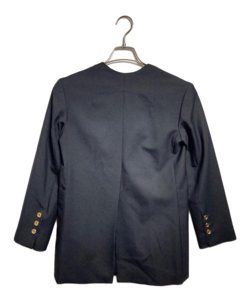 patou（パトゥ）Patou (パトゥ) 金釦ノーカラーダブルジャケット ブラック サイズ:34の古着・服飾アイテム