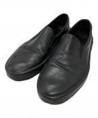 JIL SANDERジルサンダー）の古着「レザースリッポンスニーカー/Leather slip-on sneakers」｜ブラック