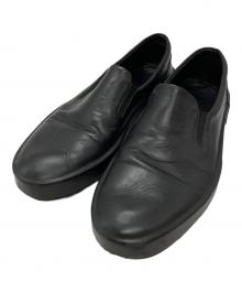 JIL SANDER（ジルサンダー）の古着「レザースリッポンスニーカー/Leather slip-on sneakers」｜ブラック