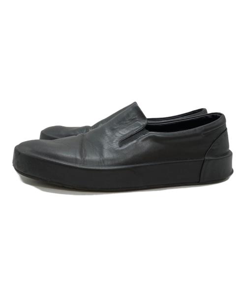 JIL SANDER（ジルサンダー）JIL SANDER (ジルサンダー) レザースリッポンスニーカー/Leather slip-on sneakers ブラック サイズ:40の古着・服飾アイテム