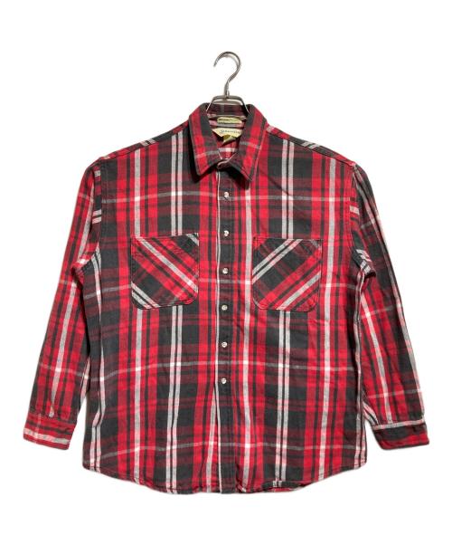 ST JOHN'S BAY（セントジョンズベイ）ST JOHN'S BAY (セントジョンズベイ) 80'S USA製チェックネルシャツ/ 1980s USA-made plaid flannel shirt レッド×グレー サイズ:XLの古着・服飾アイテム