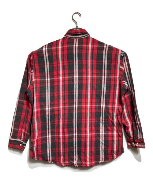 ST JOHN'S BAY（セントジョンズベイ）ST JOHN'S BAY (セントジョンズベイ) 80'S USA製チェックネルシャツ/ 1980s USA-made plaid flannel shirt レッド×グレー サイズ:XLの古着・服飾アイテム