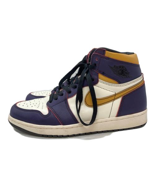 NIKE SB（ナイキエスビー）NIKE SB (ナイキエスビー) AIR JORDAN 1 HIGH OG DEFIANT LA TO CHICAGO/エア ジョーダン 1 ハイ OG ディファイアント LA TO CHICAGO ホワイト×パープル サイズ:26.5㎝の古着・服飾アイテム