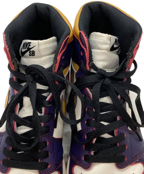 NIKE SB（ナイキエスビー）NIKE SB (ナイキエスビー) AIR JORDAN 1 HIGH OG DEFIANT LA TO CHICAGO/エア ジョーダン 1 ハイ OG ディファイアント LA TO CHICAGO ホワイト×パープル サイズ:26.5㎝の古着・服飾アイテム