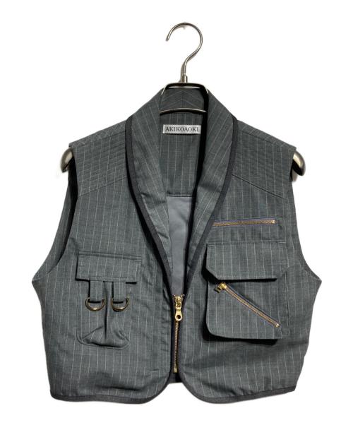 AKIKOAOKI（アキコアオキ）AKIKOAOKI (アキコアオキ) ポケットショートベスト/Short Vest with Pockets グレー サイズ:5の古着・服飾アイテム