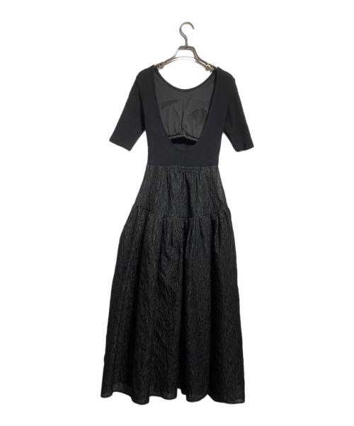 anuans（アニュアンス）anuans (アニュアンス) バックオープンカップインドッキングニットワンピース/Open-Back Knit Dress with Built-in Bra Top ブラック サイズ:Sの古着・服飾アイテム