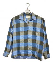 Manhattan（マンハッタン）の古着「50-60’S 開襟ブロックチェックシャツ/1950s–60s Open-Collar Block Check Shirt」｜ブルー