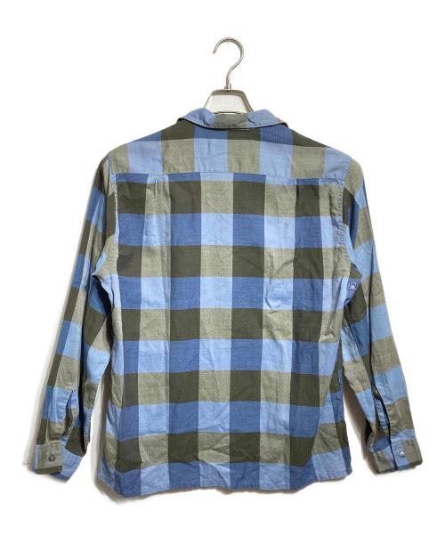 Manhattan（マンハッタン）Manhattan (マンハッタン) 50-60’S 開襟ブロックチェックシャツ/1950s–60s Open-Collar Block Check Shirt ブルー サイズ:Ｍの古着・服飾アイテム