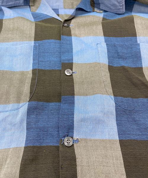 Manhattan（マンハッタン）Manhattan (マンハッタン) 50-60’S 開襟ブロックチェックシャツ/1950s–60s Open-Collar Block Check Shirt ブルー サイズ:Ｍの古着・服飾アイテム