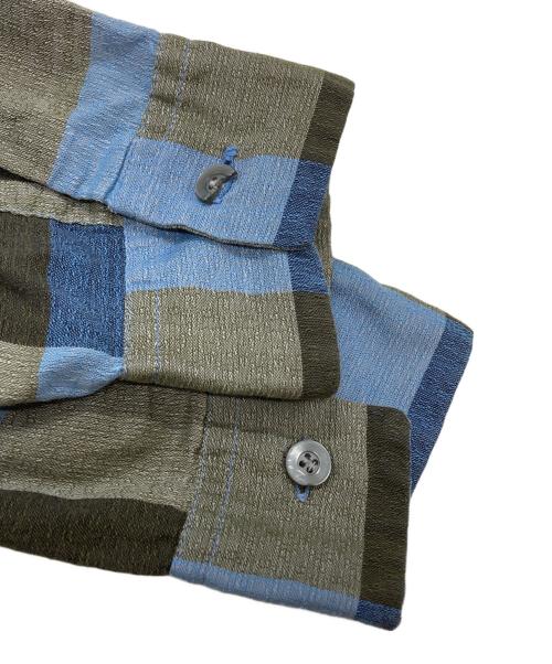 Manhattan（マンハッタン）Manhattan (マンハッタン) 50-60’S 開襟ブロックチェックシャツ/1950s–60s Open-Collar Block Check Shirt ブルー サイズ:Ｍの古着・服飾アイテム