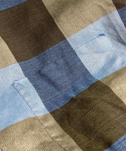 Manhattan（マンハッタン）Manhattan (マンハッタン) 50-60’S 開襟ブロックチェックシャツ/1950s–60s Open-Collar Block Check Shirt ブルー サイズ:Ｍの古着・服飾アイテム