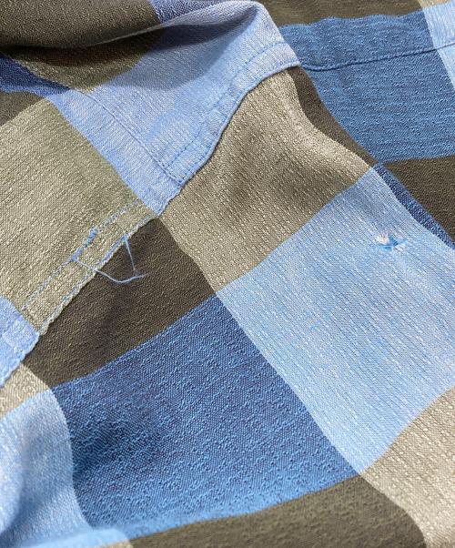 Manhattan（マンハッタン）Manhattan (マンハッタン) 50-60’S 開襟ブロックチェックシャツ/1950s–60s Open-Collar Block Check Shirt ブルー サイズ:Ｍの古着・服飾アイテム