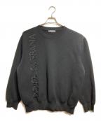 DOLCE & GABBANAドルチェ＆ガッバーナ）の古着「刺繍クルーネックセーター/Embroidered Crew-Neck Sweater」｜ブラック