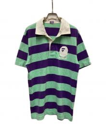 A BATHING APE（アベイシングエイプ）の古着「ラガーシャツ」｜パープル×グリーン