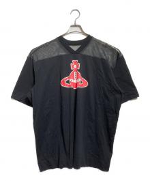 Vivienne Westwood RED LABEL（ヴィヴィアンウエストウッドレッドレーベル）の古着「Orb Football Jersey/オーブフットボールTシャツ」｜ブラック