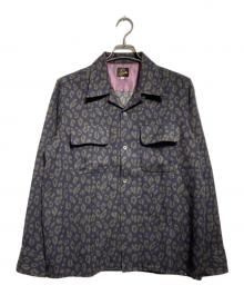 Needles（ニードルズ）の古着「レオパードオープンカラーシャツ/Leopard Print Open-Collar Shirt」｜ブラック×カーキ