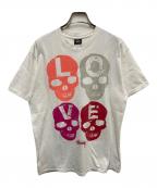 stussyステューシー）の古着「00’s LOVE SCULL プリントTシャツ」｜ホワイト
