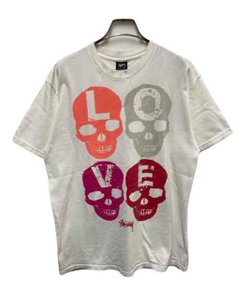 stussy（ステューシー）stussy (ステューシー) 00’s LOVE SCULL プリントTシャツ ホワイト サイズ:Mの古着・服飾アイテム
