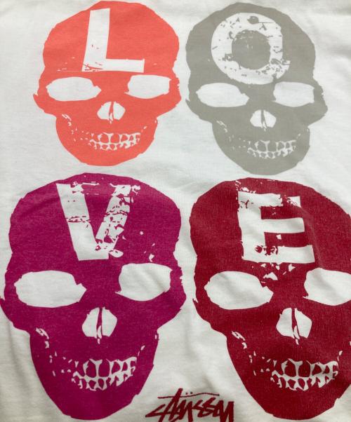 stussy（ステューシー）stussy (ステューシー) 00’s LOVE SCULL プリントTシャツ ホワイト サイズ:Mの古着・服飾アイテム