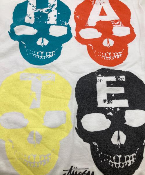 stussy（ステューシー）stussy (ステューシー) 00’s LOVE SCULL プリントTシャツ ホワイト サイズ:Mの古着・服飾アイテム