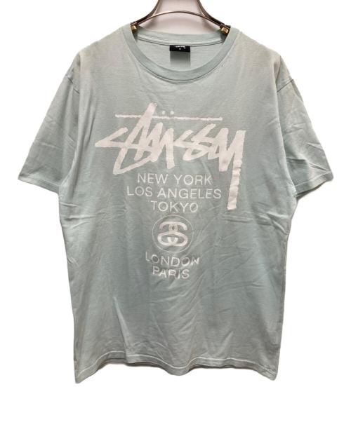 stussy（ステューシー）stussy (ステューシー) プリントTシャツ ブルー サイズ:Mの古着・服飾アイテム