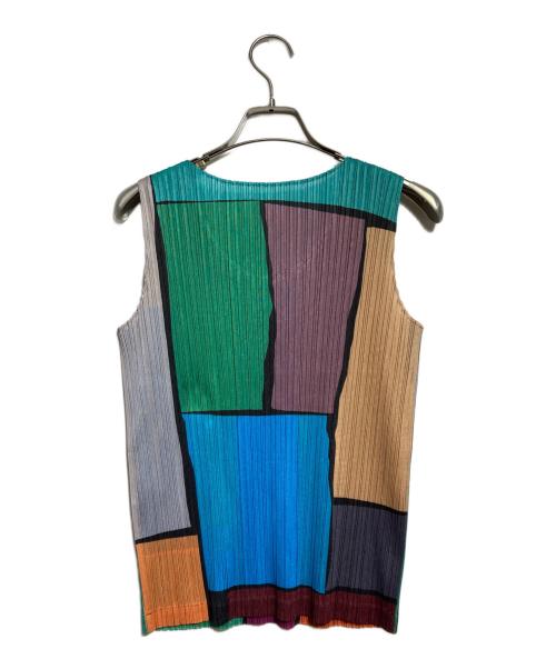 PLEATS PLEASE（プリーツプリーズ）PLEATS PLEASE (プリーツプリーズ) カラータワー ブロッキングノースリーブカットソー/Color-Block Sleeveless Top マルチカラー サイズ:４の古着・服飾アイテム