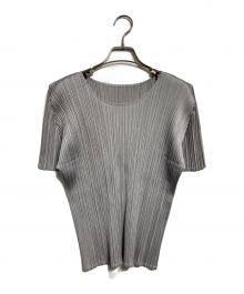PLEATS PLEASE（プリーツプリーズ）の古着「パネルプリーツノースリーブカットソー」｜グレー