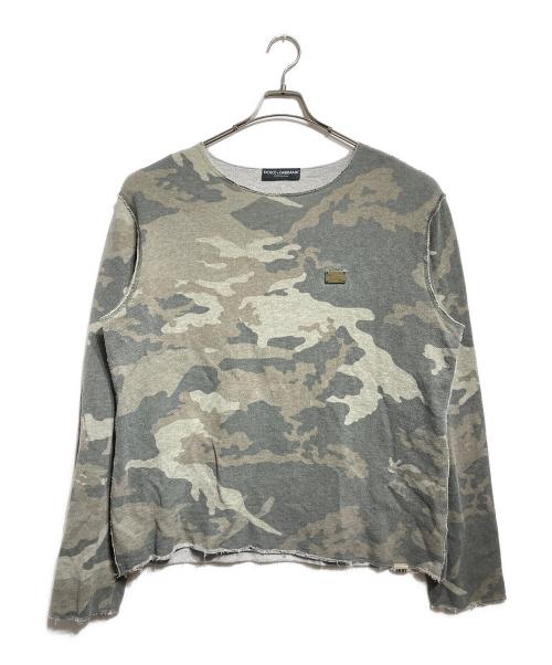 DOLCE & GABBANA（ドルチェ＆ガッバーナ）DOLCE & GABBANA (ドルチェ＆ガッバーナ) カットオフカモフラスウェット カーキ サイズ:52の古着・服飾アイテム
