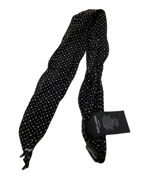 Saint Laurent Paris（サンローランパリ）Saint Laurent Paris (サンローランパリ) ドット柄ナロースカーフ/Polka-dot narrow scarf ブラック サイズ:5×136cmの古着・服飾アイテム