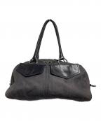 PRADAプラダ）の古着「キャンバス×レザー切替ミニボストンバッグ/Canvas and Leather Panel Mini Boston Bag」｜グレー×ブラック