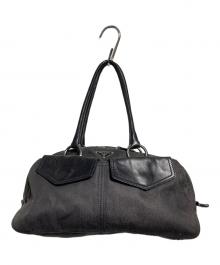 PRADA（プラダ）の古着「キャンバス×レザー切替ミニボストンバッグ/Canvas and Leather Panel Mini Boston Bag」｜グレー×ブラック