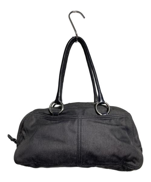PRADA（プラダ）PRADA (プラダ) キャンバス×レザー切替ミニボストンバッグ/Canvas and Leather Panel Mini Boston Bag グレー×ブラック サイズ:不明の古着・服飾アイテム