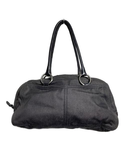 PRADA（プラダ）PRADA (プラダ) キャンバス×レザー切替ミニボストンバッグ/Canvas and Leather Panel Mini Boston Bag グレー×ブラック サイズ:不明の古着・服飾アイテム