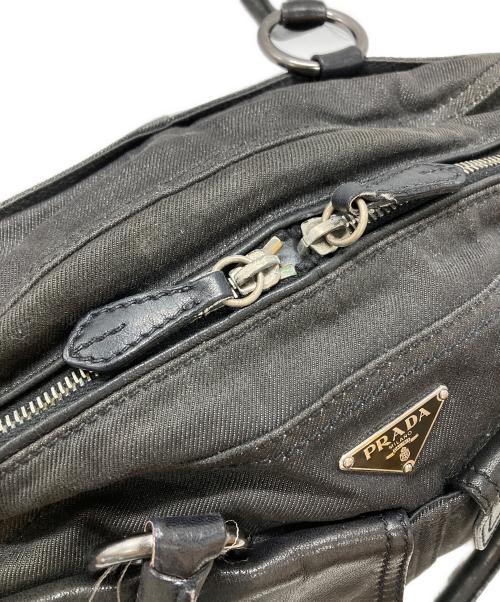 PRADA（プラダ）PRADA (プラダ) キャンバス×レザー切替ミニボストンバッグ/Canvas and Leather Panel Mini Boston Bag グレー×ブラック サイズ:不明の古着・服飾アイテム