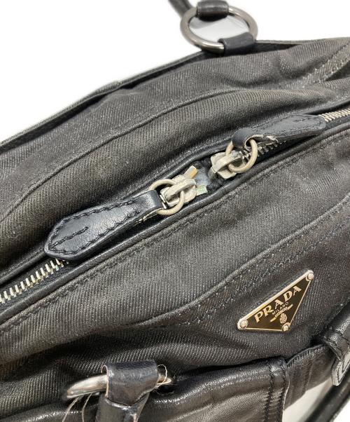 PRADA（プラダ）PRADA (プラダ) キャンバス×レザー切替ミニボストンバッグ/Canvas and Leather Panel Mini Boston Bag グレー×ブラック サイズ:不明の古着・服飾アイテム